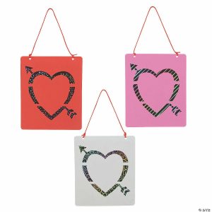 Suncatcher Crafts |  Magic Color Scratch Valentine’s Day Suncatchers – 12 Pc. Crafts for Kids Suncatcher Crafts