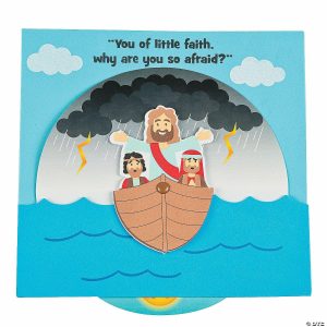 Thumbprint Crafts |  7 1/2″ x 7″ Jesus Calms The Storm Wheel Paper Craft Kit- Makes 12 Crafts for Kids Thumbprint Crafts