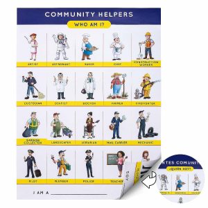 Tissue & Craft Paper |  Spark Community Helpers Poster for Classroom 18 x 24 Laminated Double Sided English/Spanish Wall Chart Craft Supplies Tissue & Craft Paper