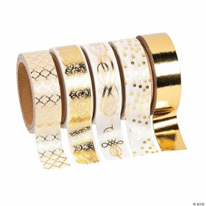 Washi Tape |  Gold Foil Print Washi Tape – 5 Pc. Adult Crafts Washi Tape