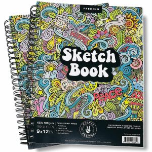 Watercolor Supplies |  Hippie Crafter 2 Pack Sketch Books Art Supplies Watercolor Supplies