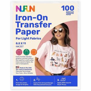 Watercolor Supplies |  NuFun Activities Printable Iron-On Heat Transfer Paper For Light Fabrics, 8.5 x 11 Inch, (100 Sheets) Art Supplies Watercolor Supplies