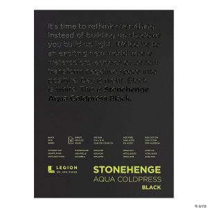 Watercolor Supplies |  Stonehenge Aqua Block Coldpress Pad 9″ X12″ 15 Sheets Pkg-Black 140lb Art Supplies Watercolor Supplies