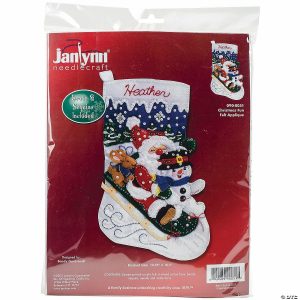 Yarn & Needle Arts |  Janlynn Felt Stocking Applique Kit – Christmas Fun Adult Crafts Yarn & Needle Arts