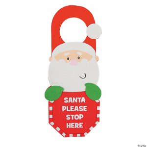 Doorknob Hanger Crafts |  “Santa Stop Here” Doorknob Hanger Craft Kit – Makes 12 Crafts for Kids Doorknob Hanger Crafts