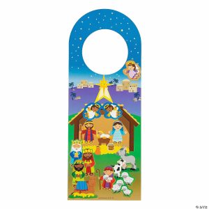 Doorknob Hanger Crafts |  Nativity Doorknob Hanger Sticker Scenes – 12 Pc. Crafts for Kids Doorknob Hanger Crafts