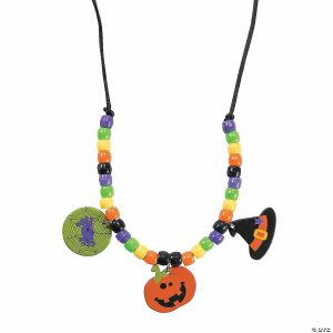 Jewelry Crafts |  26″ Bulk Halloween Friends Beaded Necklace with Charms Craft Kit – Makes 50 Crafts for Kids Jewelry Crafts