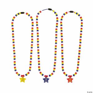 Jewelry Crafts |  Beaded 100th Day of School Necklace Craft Kit – Makes 12 Crafts for Kids Jewelry Crafts