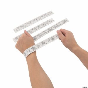 Jewelry Crafts |  Bulk 48 Pc. Color Your Own Christmas Slap Bracelets Crafts for Kids Jewelry Crafts