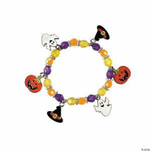 Jewelry Crafts |  Halloween Charm Bracelet Craft Kit – Makes 12 Crafts for Kids Jewelry Crafts