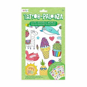 Kids Art Kits |  OOLY Tattoo Palooza Temporary Tattoo: Cute Doodle World – 3 Sheets Crafts for Kids Kids Art Kits