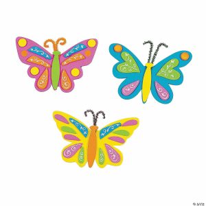 Magnet Crafts |  4″ Bright Colors Butterfly Foam & Magnet Craft Kit – Makes 12 Crafts for Kids Magnet Crafts