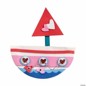 Paper Plate Crafts |  Valentine Boat Paper Plate Rocker Craft Kit – Makes 12 Crafts for Kids Paper Plate Crafts