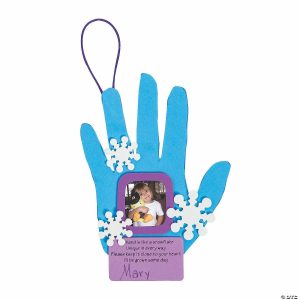 Photo Crafts |  Handprint Snowflake Picture Frame Christmas Ornament Craft Kit – Makes 12 Crafts for Kids Photo Crafts