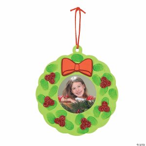 Photo Crafts |  Thumbprint Wreath Picture Frame Christmas Ornament Craft Kit – Makes 12 Crafts for Kids Photo Crafts