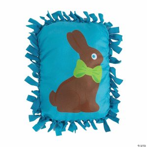 Pillow Crafts |  Chocolate Bunny Fleece Tied Pillow Craft Kit – Makes 6 Crafts for Kids Pillow Crafts