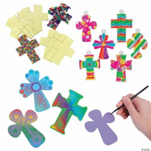 Suncatcher Crafts |  Bulk Makes 72 Cross Craft Kit Assortment